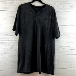 Hurley Heather Gray Short Sleeve Quarter Button Shirt Size XL